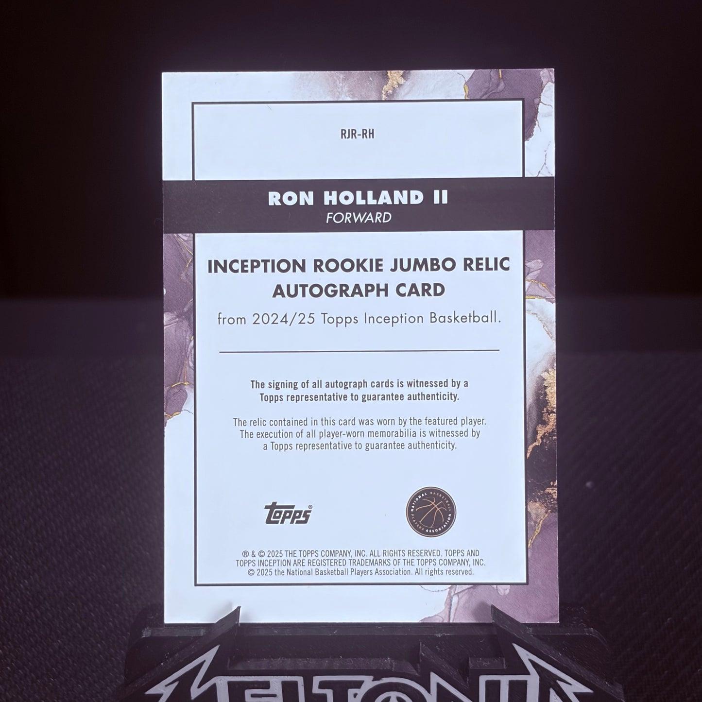 Ron Holland II 2025 Topps Inception #RJR-RH Rookie Jumbo Relic Autograph Card RC