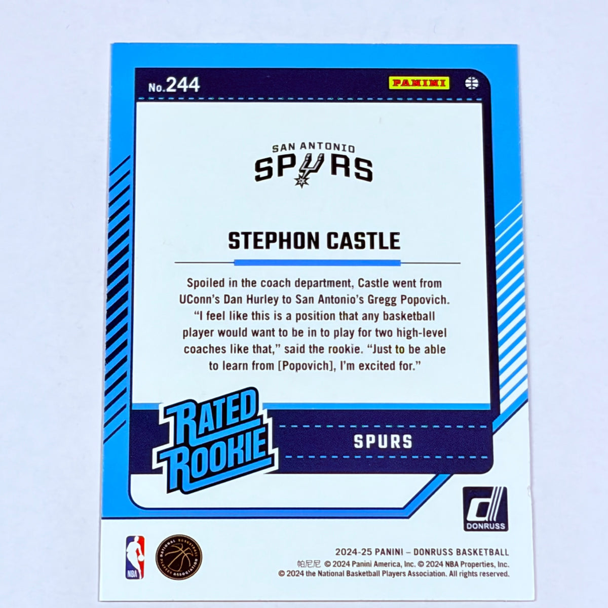 2024-25 Panini Donruss Stephon Castle #244 International Red Mint RC Rookie