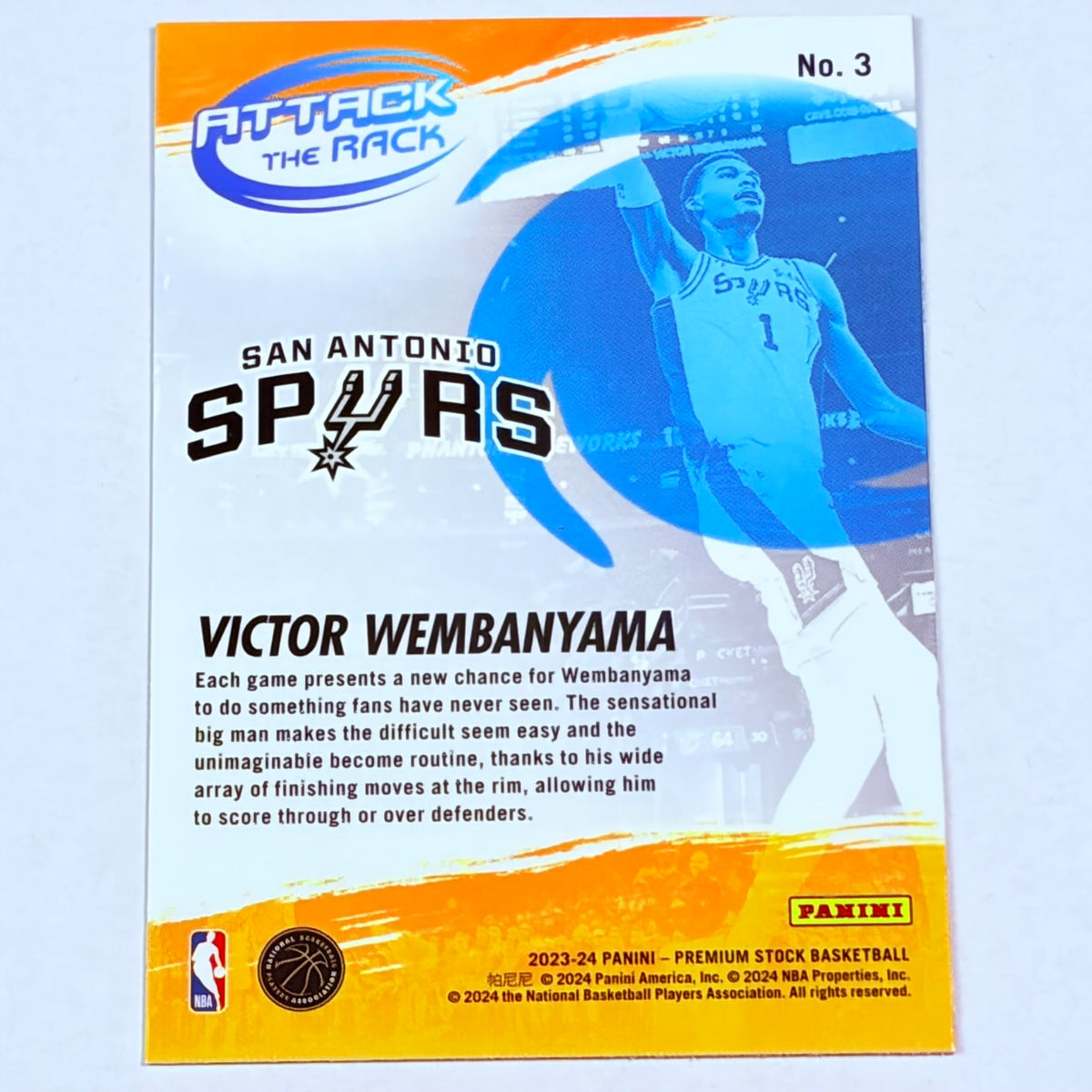 2024 Panini NBA Hoops Premium Stock Attack the Rack Victor Wembanyama #3 RC