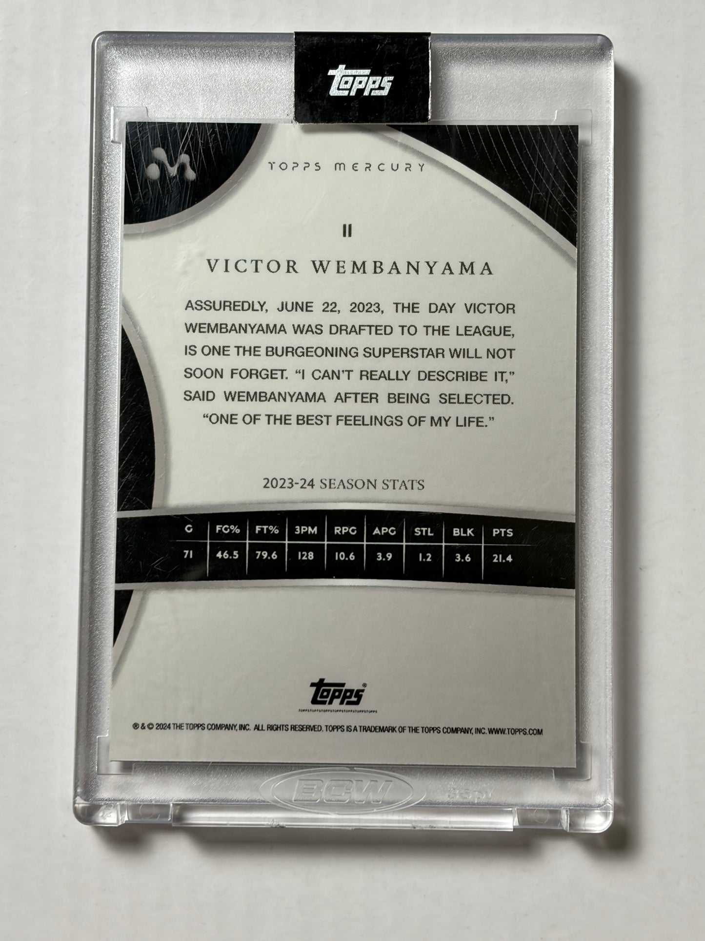 23 Topps Mercury Victor Wembanyama #11 Texas Kaleidoscope Refractor SSP RC 37/75