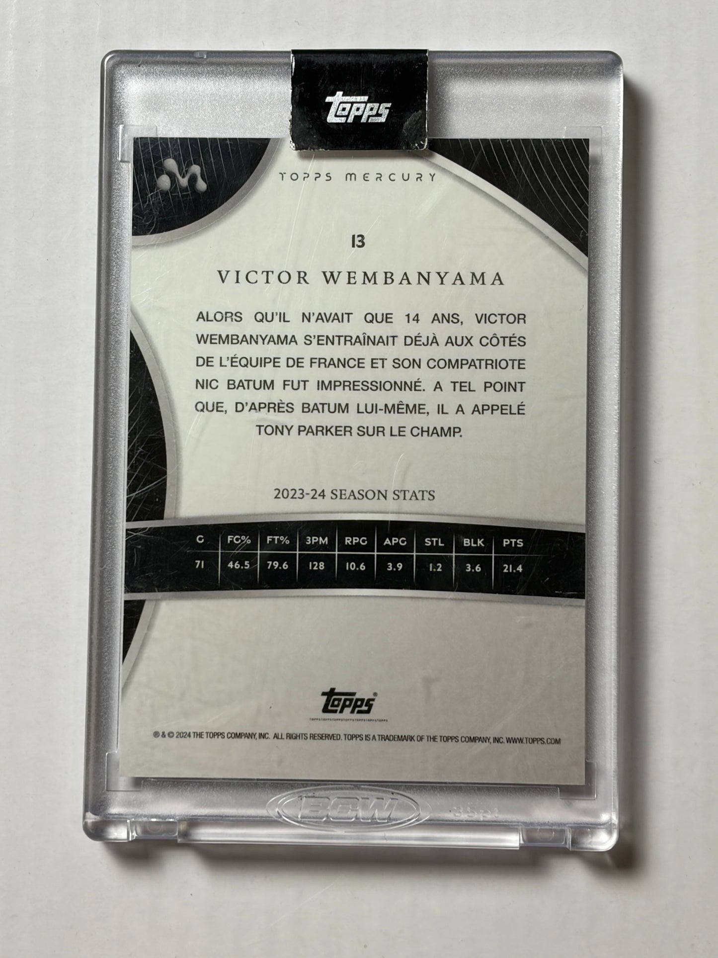 2023-24 Topps Mercury Victor Wembanyama #13 French Refractor SSP RC Rookie 17/45