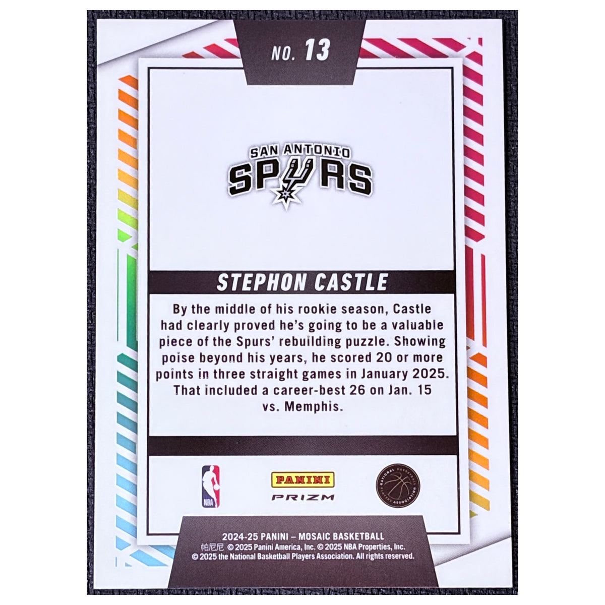 2025 Panini Mosaic Mosaic Razzle Dazzle Stephon Castle #13 RC