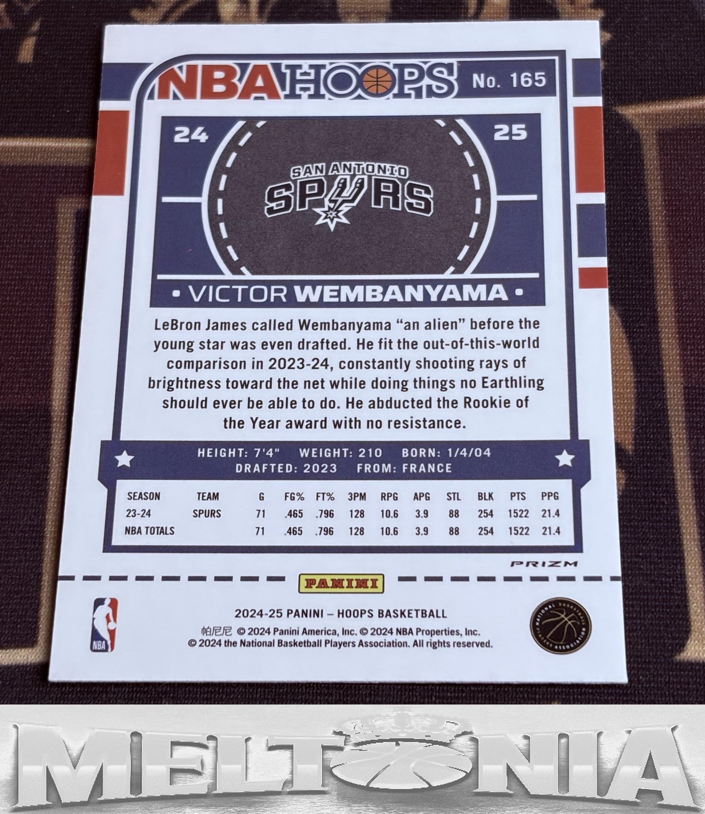 2024-25 Hoops Winter Victor Wembanyama #165 Holofoil Prizms Premium Centered