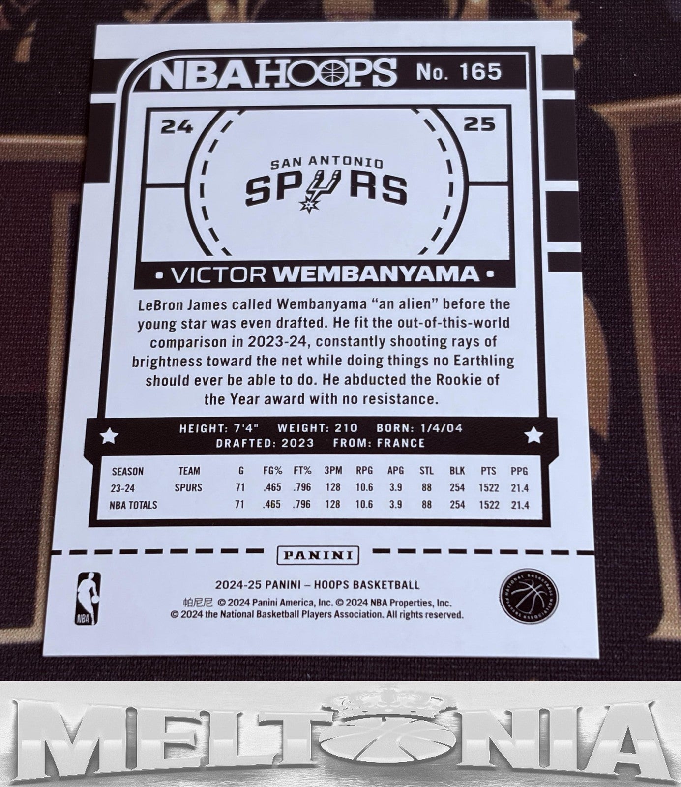 2024-25 Panini Hoops Victor Wembanyama #165 Premium Box Set 081/199