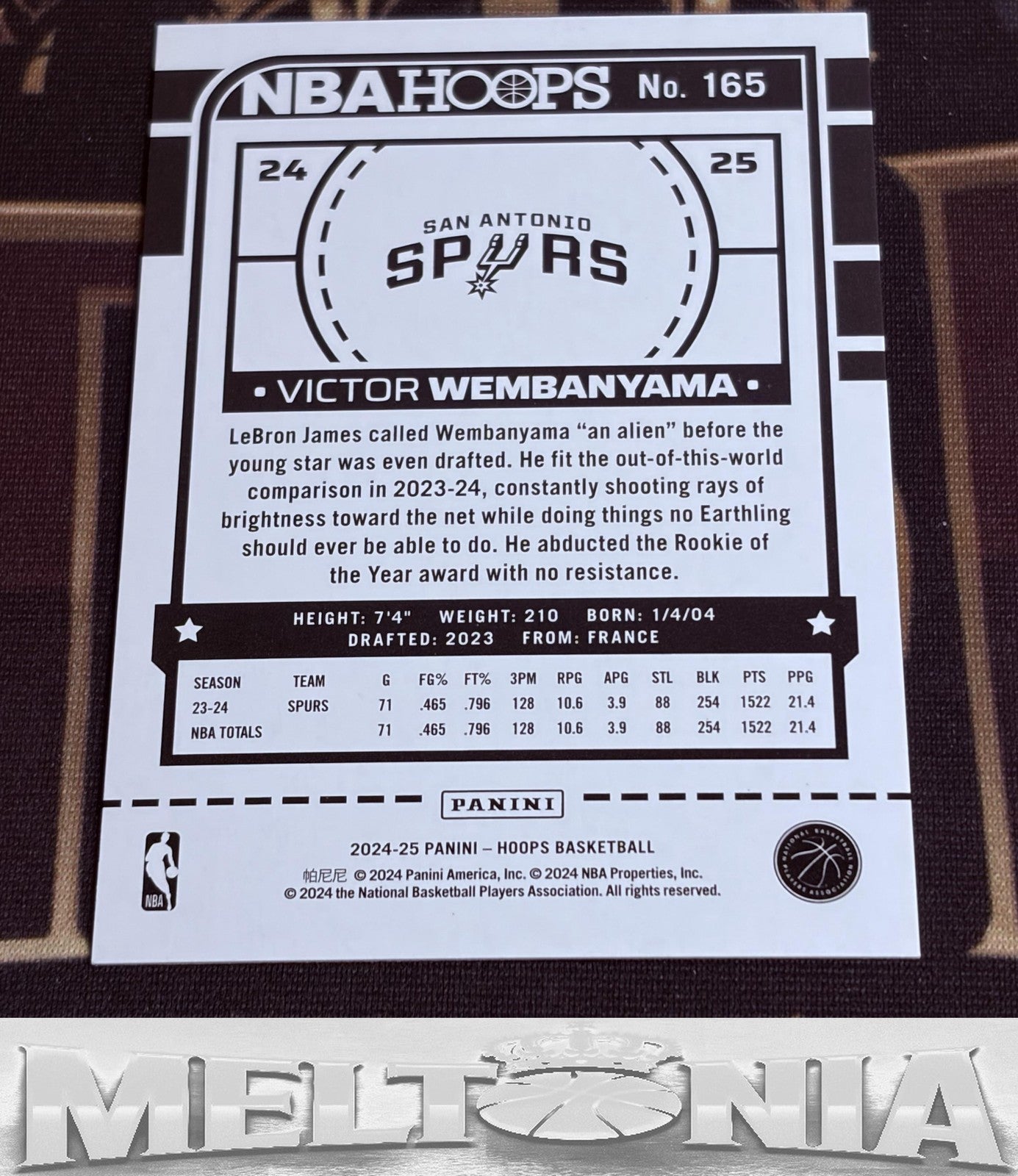 Victor Wembanyama 2024-25 Hoops #165 Premium Box Set 003/199