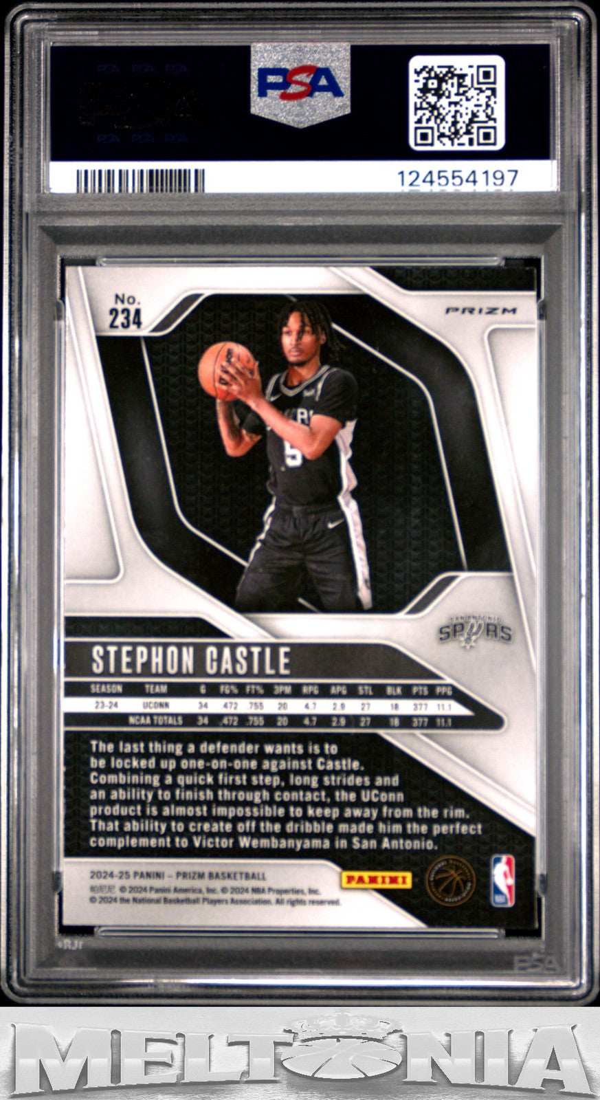 Stephon Castle 2024-25 Panini Prizm #234 Prizms Red Ice PSA 8 RC