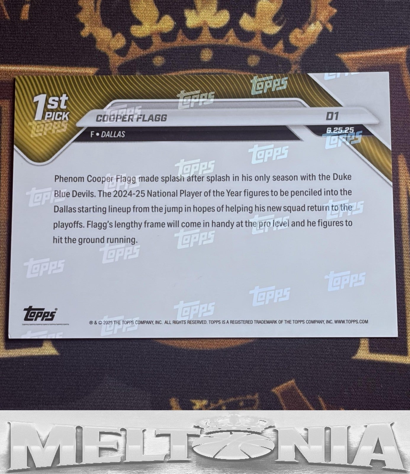 Cooper Flagg 2025-26 Topps Now #D1 RC /123650