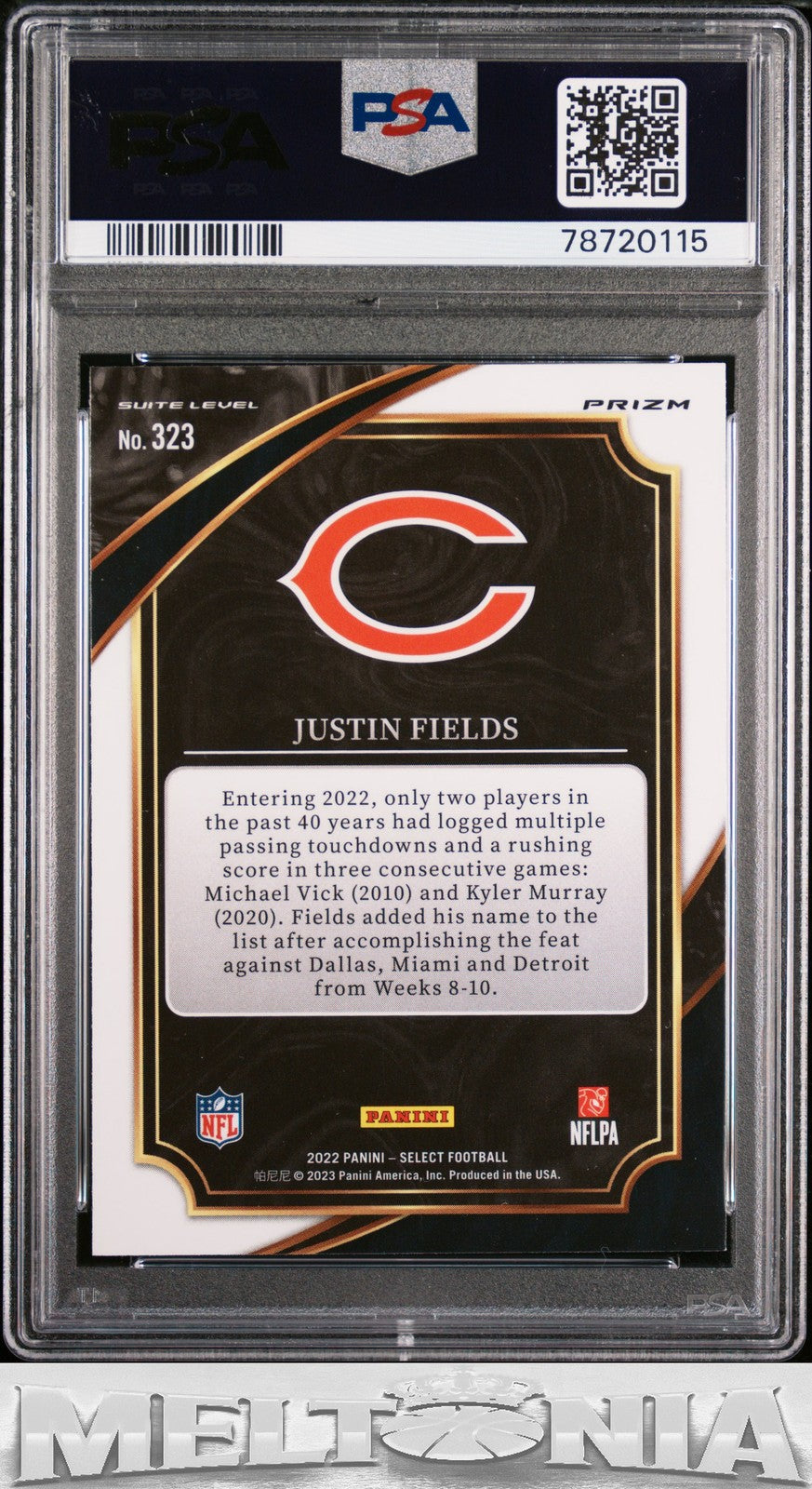 Justin Fields 2022 Panini Select #323 Silver Prizm PSA 9 RC
