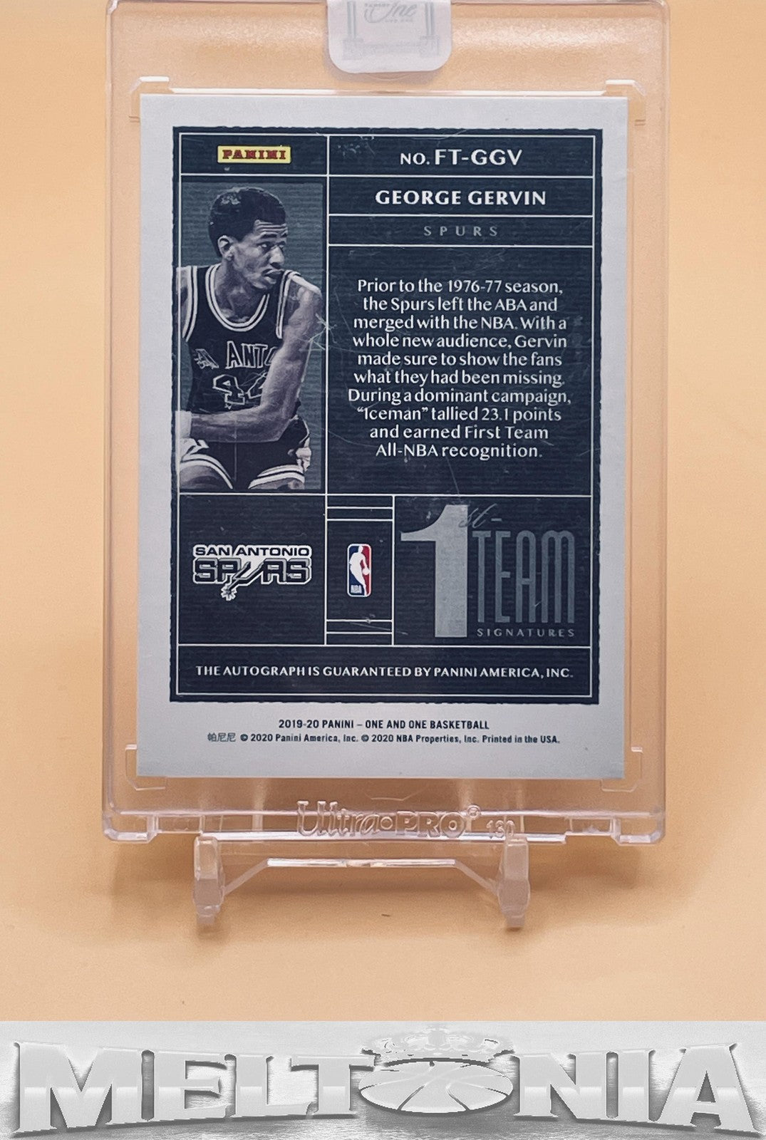 George Gervin 2019-20 Panini One & One #FT-GGV First-Team Signatures Red 03/25