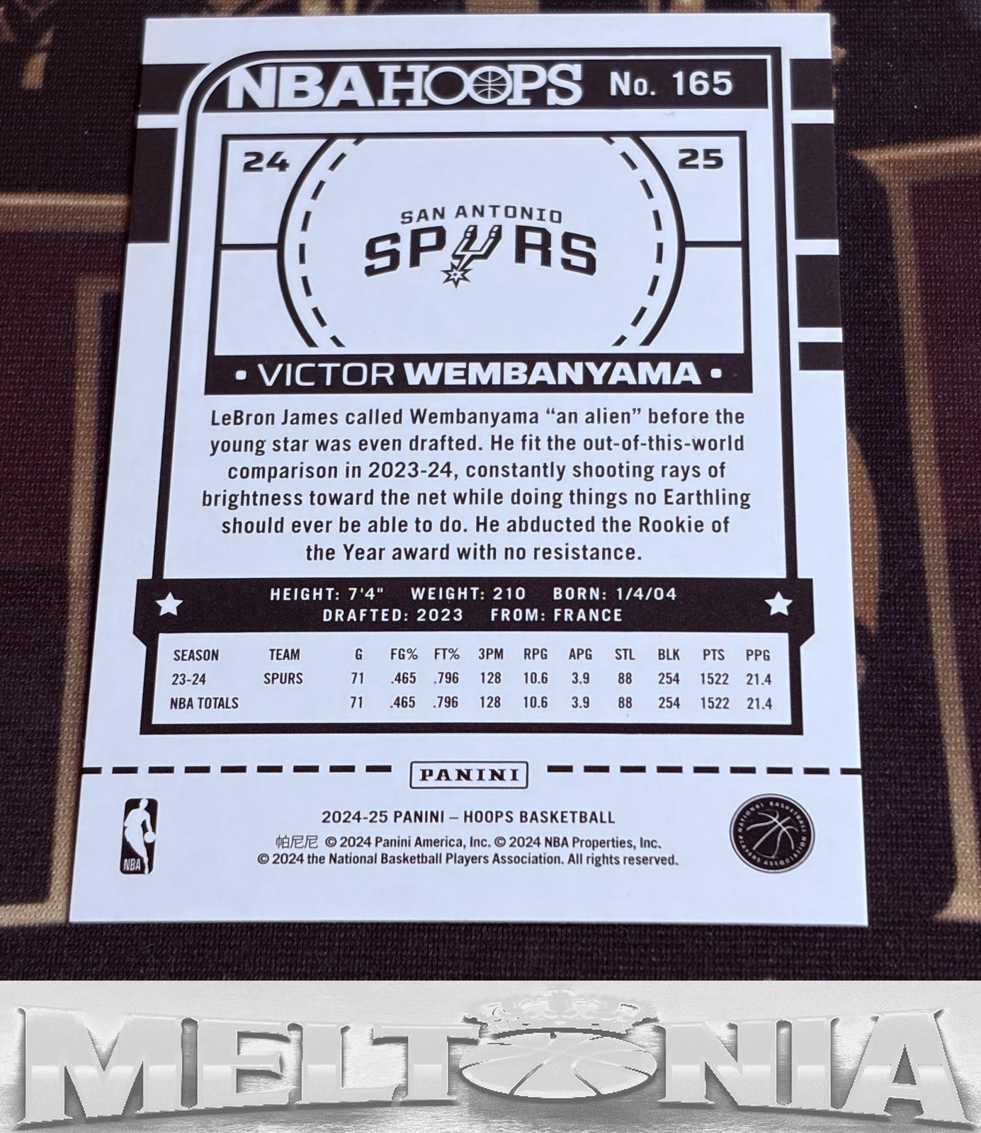 Victor Wembanyama 2024-25 Hoops #165 Premium Box Set 164/199