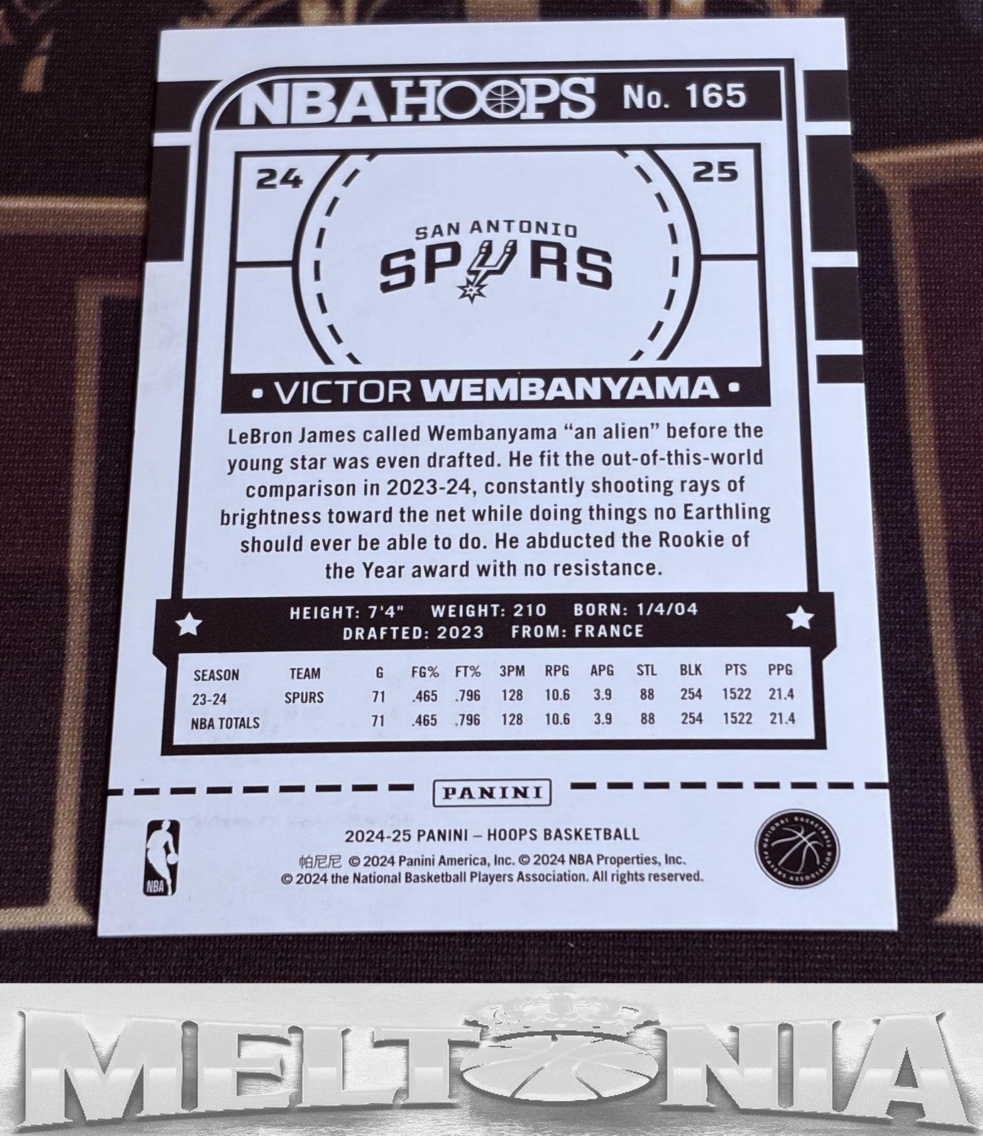 Victor Wembanyama 2024-25 Hoops #165 Orange Explosion 18/25