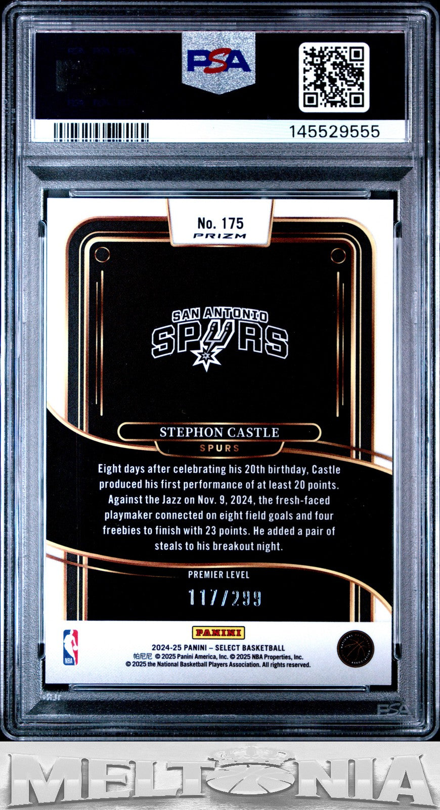 Stephon Castle 2024-25 Panini Select #175 Light Blue Prizm 117/299 RC