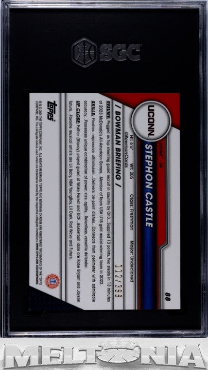 Stephon Castle 2023-24 1st BowmanU Chrome #88 Purple Refractor 112/399 SGC 9.5