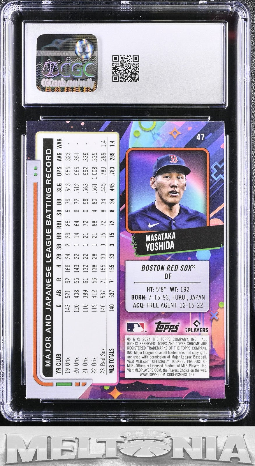 Masataka Yoshida 2024 Topps Chrome Cosmic #47 White Hole Refractors CGC 10