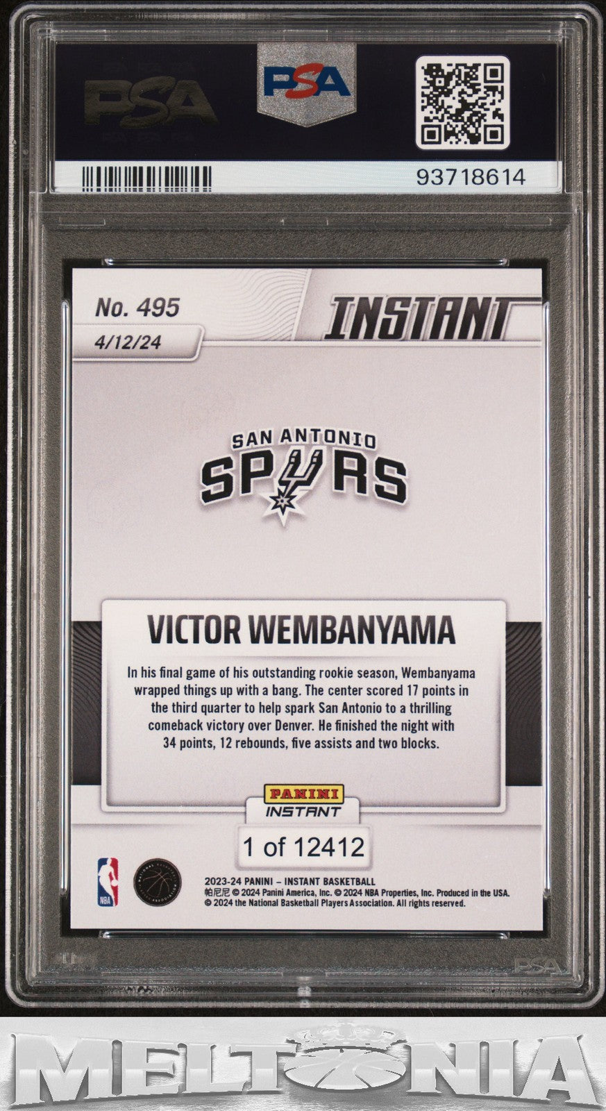Victor Wembanyama 2023-24 Panini Instant NBA #495 PSA 9 RC