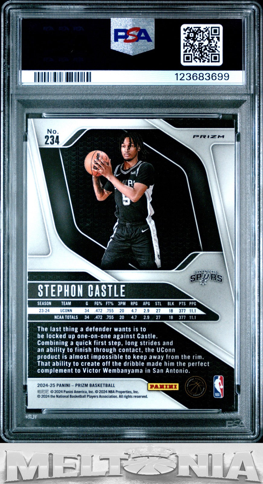 Stephon Castle 2024-25 Panini Prizm #234 Prizms Pink Ice PSA 6 RC