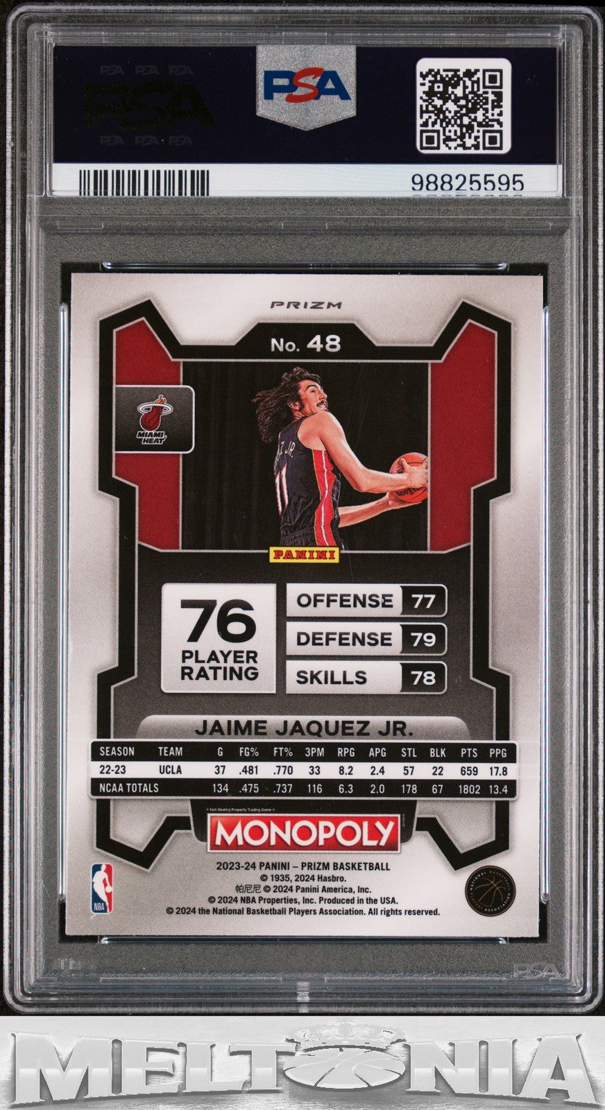 Jaime Jaquez Jr. 2023-24 Panini Prizm Monopoly #48 Silver PSA 9 RC