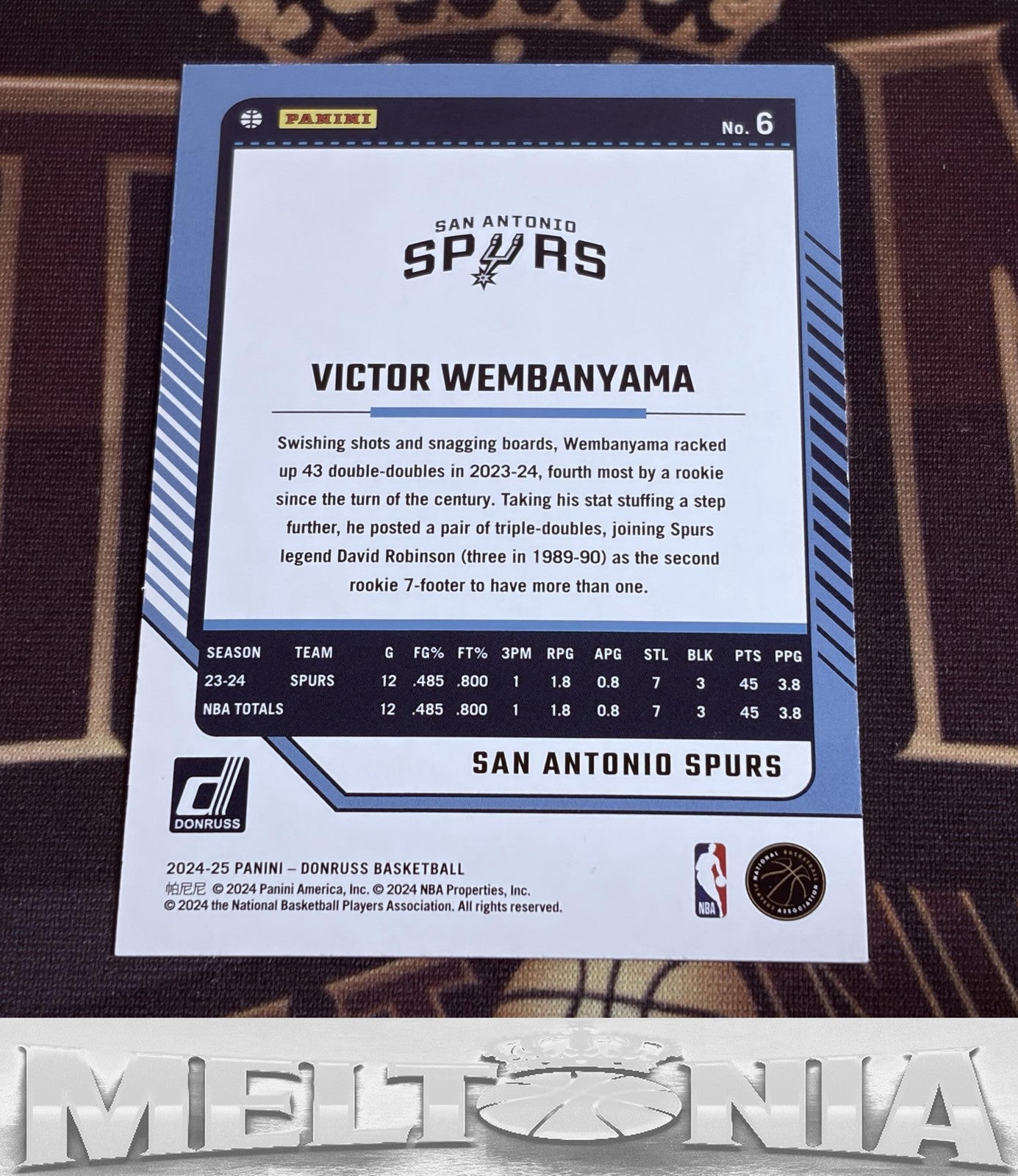 Victor Wembanyama 2024-25 Donruss #6 Press Proof Purple 165/199