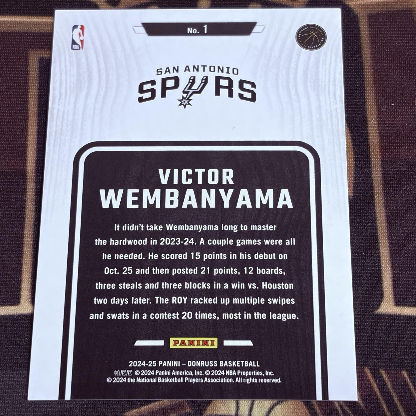Victor Wembanyama 2024-25 Donruss #1 Hardwood Masters Diamond Red 64/75
