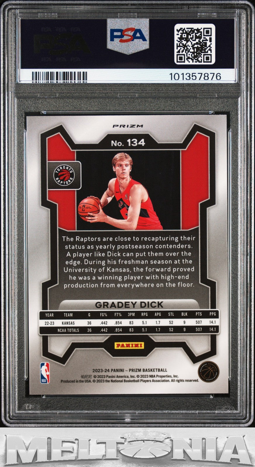 Gradey Dick 2023-24 Panini Prizm #134 Prizms Silver PSA 9 RC
