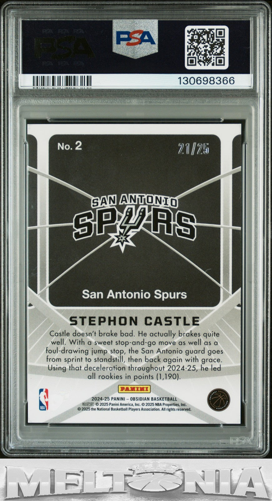 Stephon Castle 2024 Obsidian #2 Atomic Initials Elec Etch Green Flood 21/25 RC