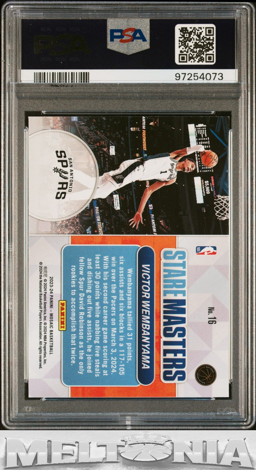 Victor Wembanyama 2023-24 Panini Mosaic #16 Stare Masters PSA 9 RC