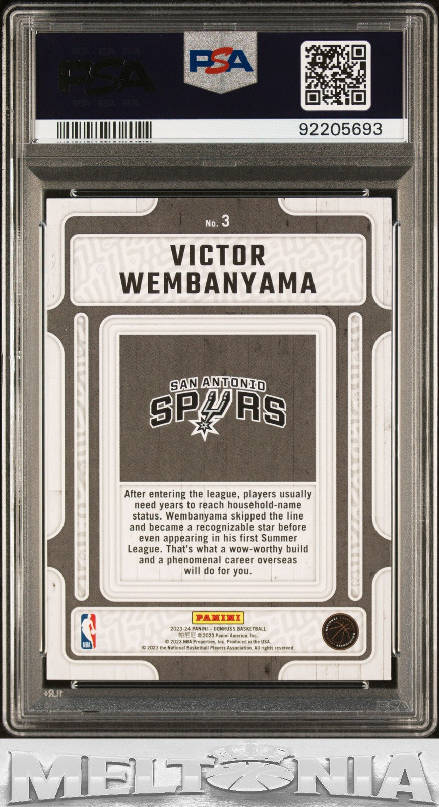 Victor Wembanyama 2023-24 Donruss #3 Hardwood Masters PSA 9 RC