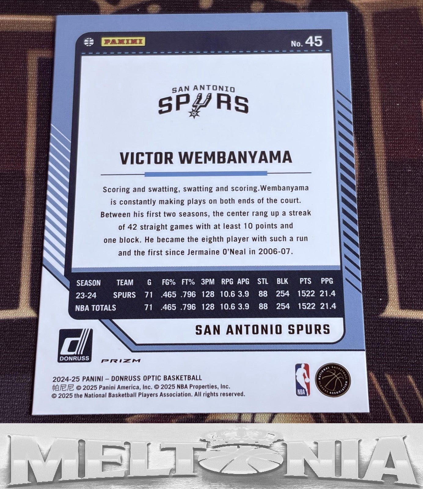 Victor Wembanyama 2024-25 Donruss Optic #45 Holo
