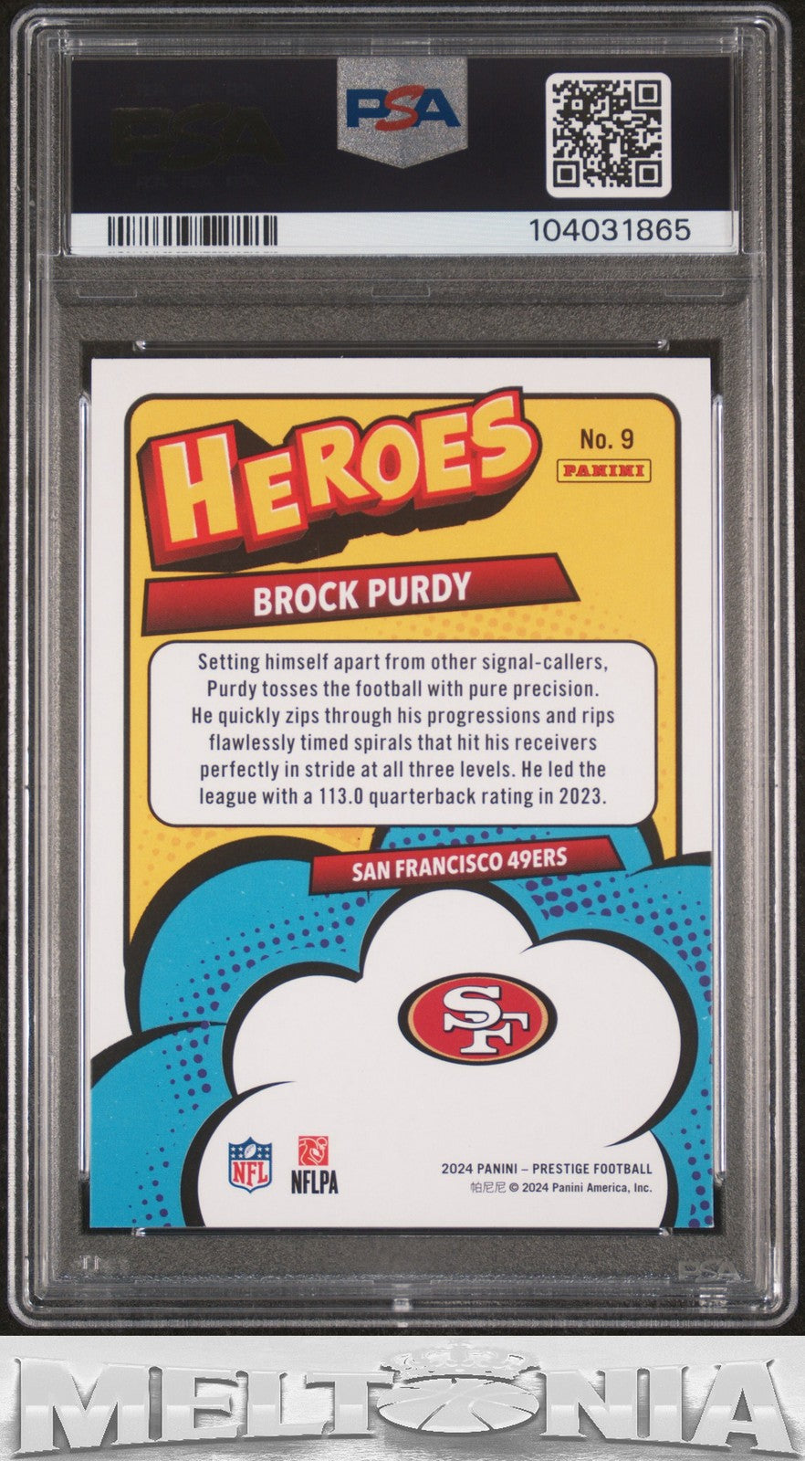 Brock Purdy 2024 Panini Prestige #9 Heroes PSA 9