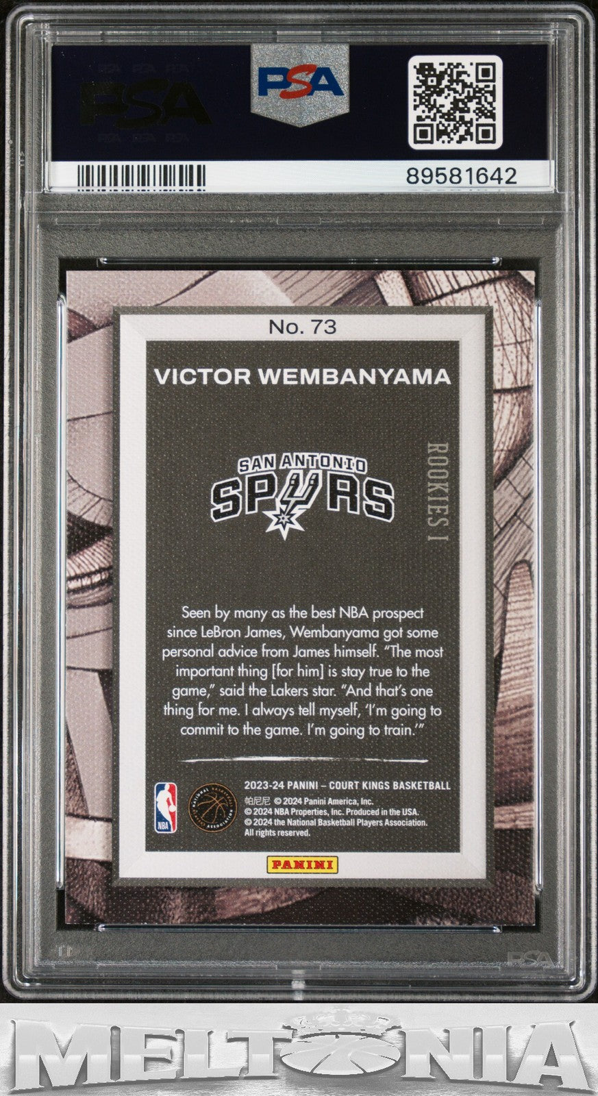 Victor Wembanyama 2023-24 Panini Court Kings #73 PSA 9 RC
