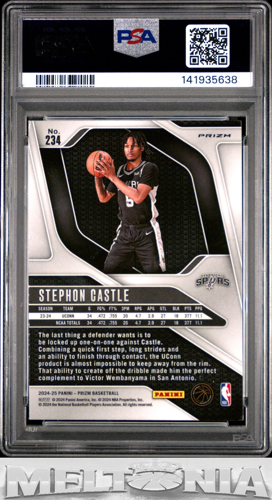 Stephon Castle 2024-25 Panini Prizm #234 Prizms Red Ice PSA 7 RC