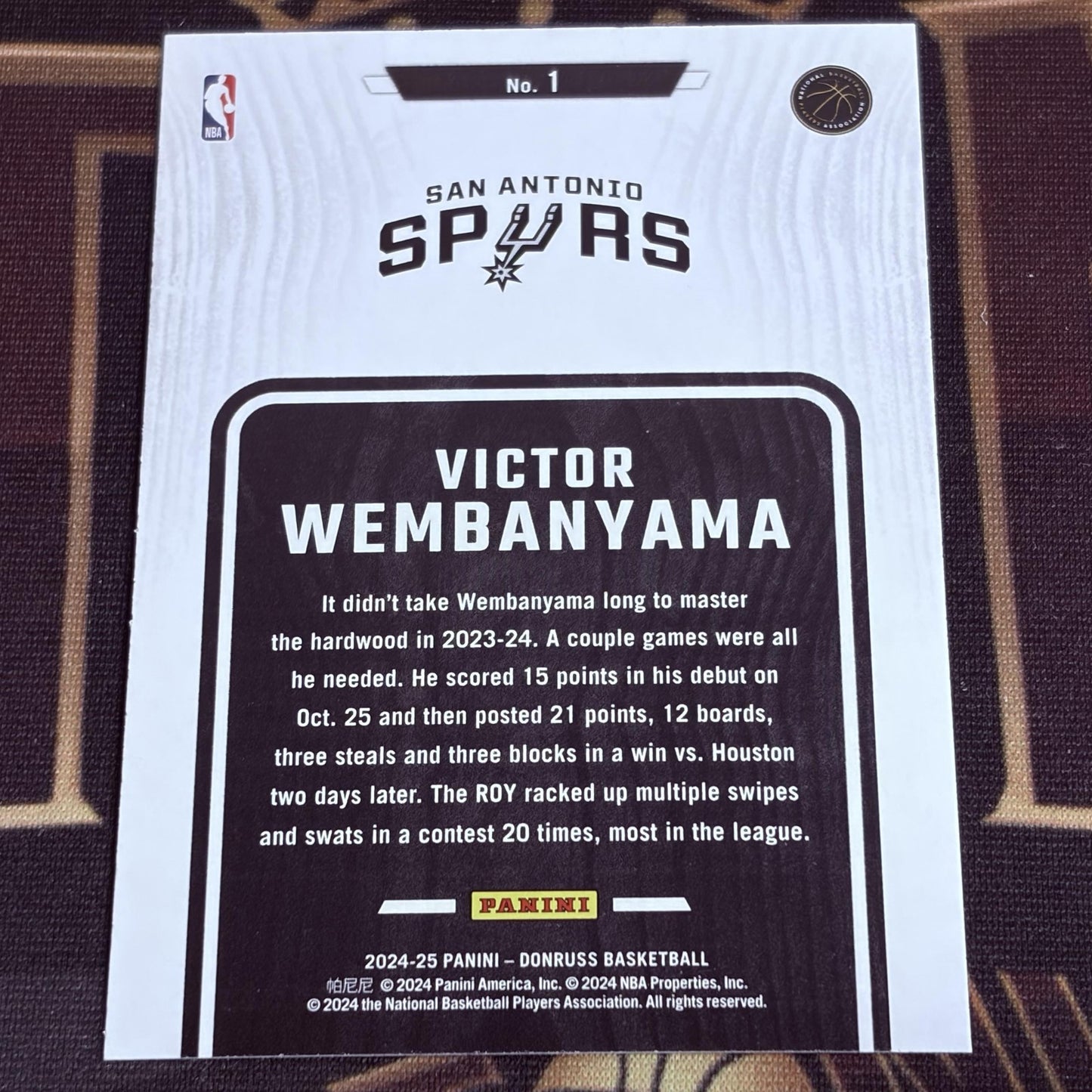 Victor Wembanyama 2024-25 Donruss #1 Hardwood Masters Diamond