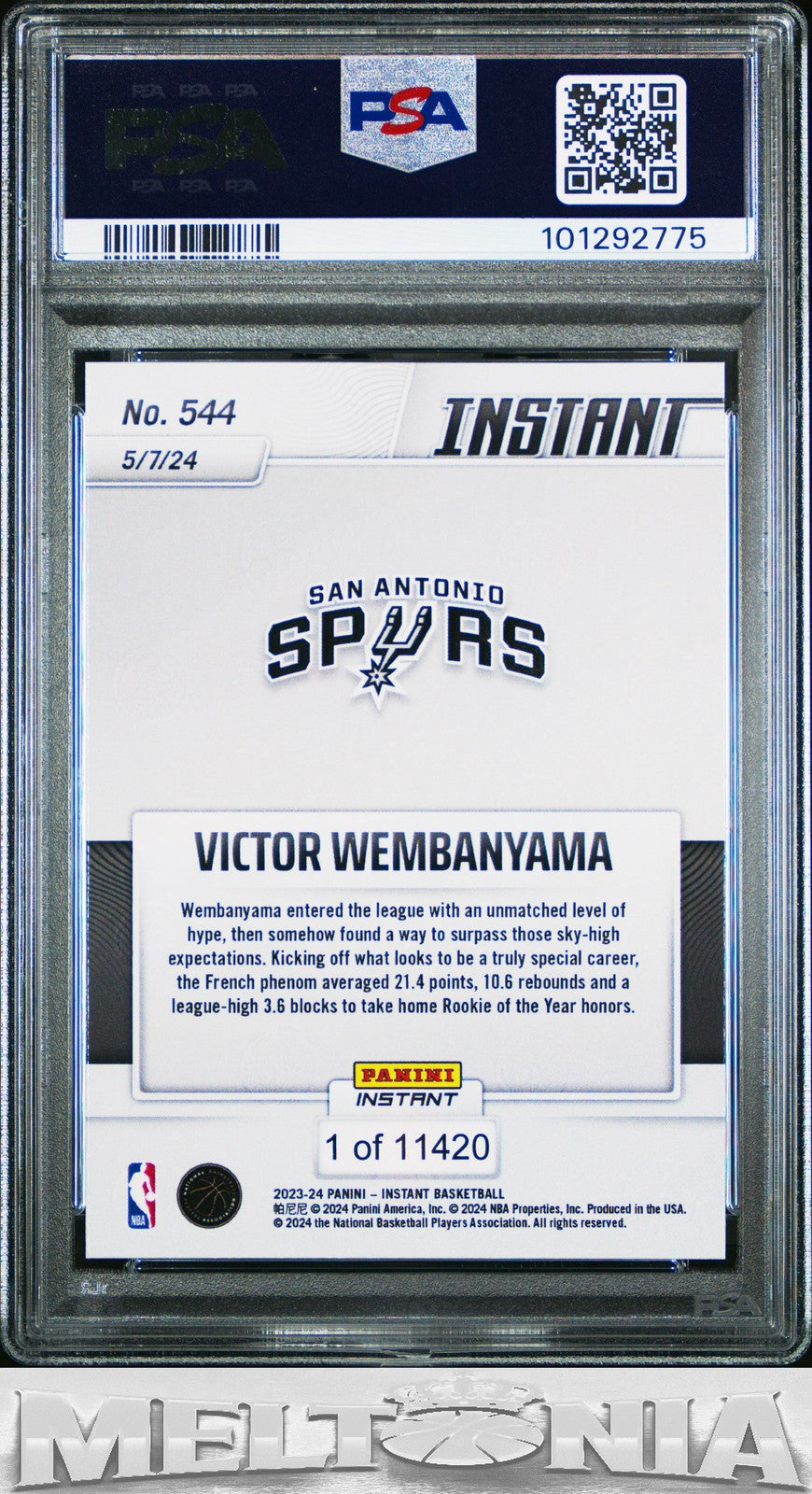 Victor Wembanyama 2023-24 Panini Instant NBA #544 PSA 9 RC /11420