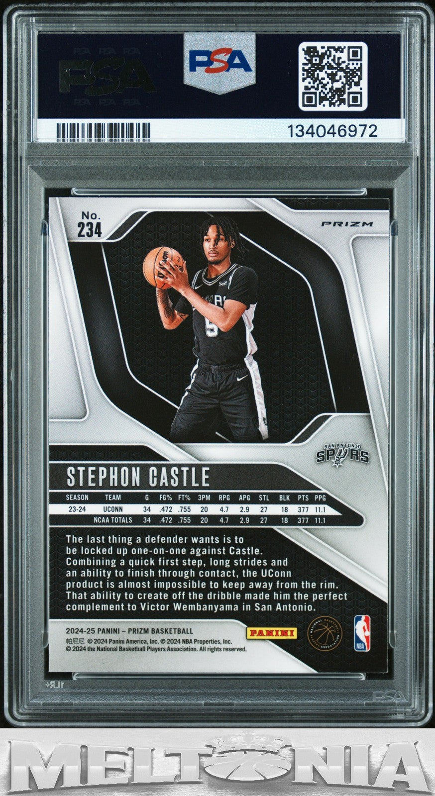 Stephon Castle 2024-25 Panini Prizm #234 Prizms Silver PSA 8 RC