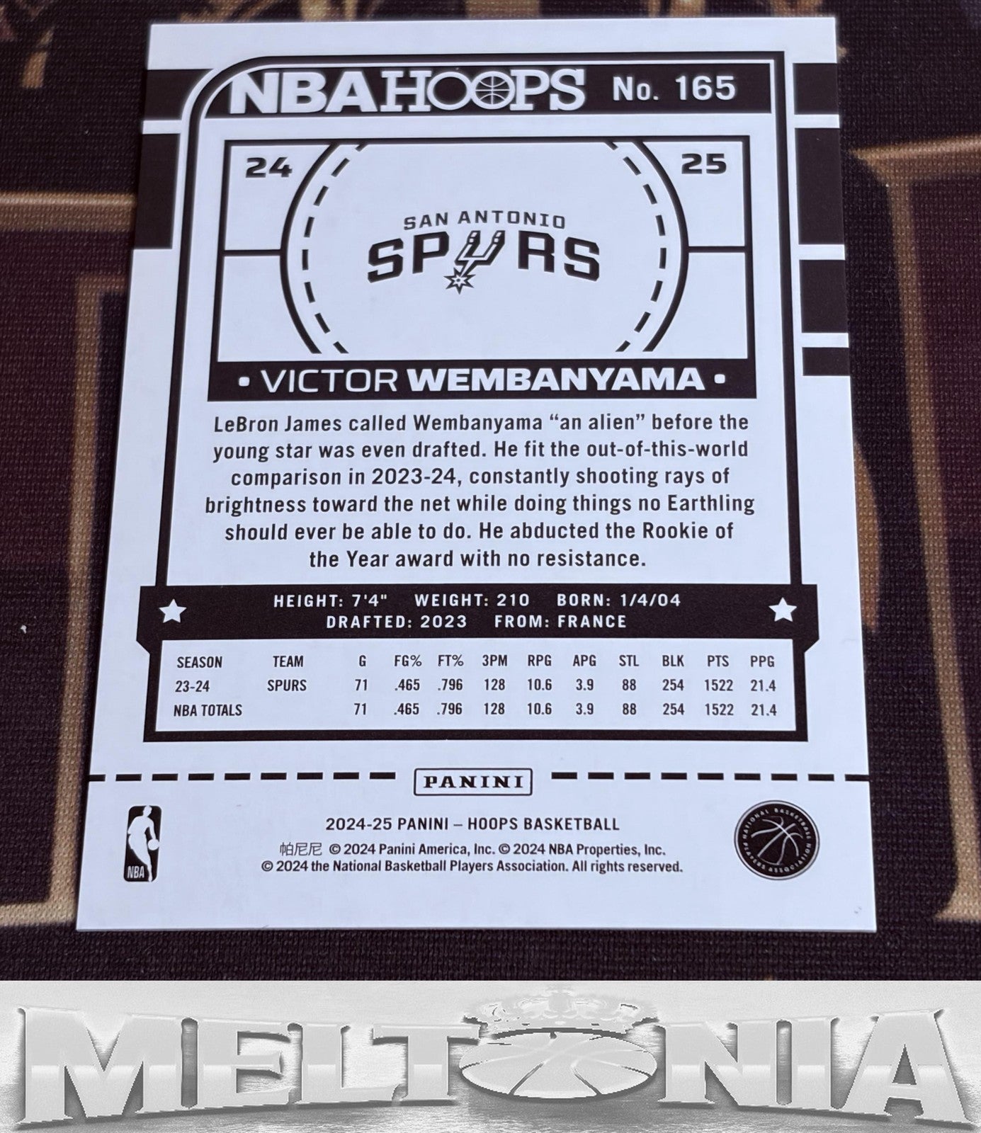 Victor Wembanyama 2024-25 Hoops #165 Premium Box Set 081/199