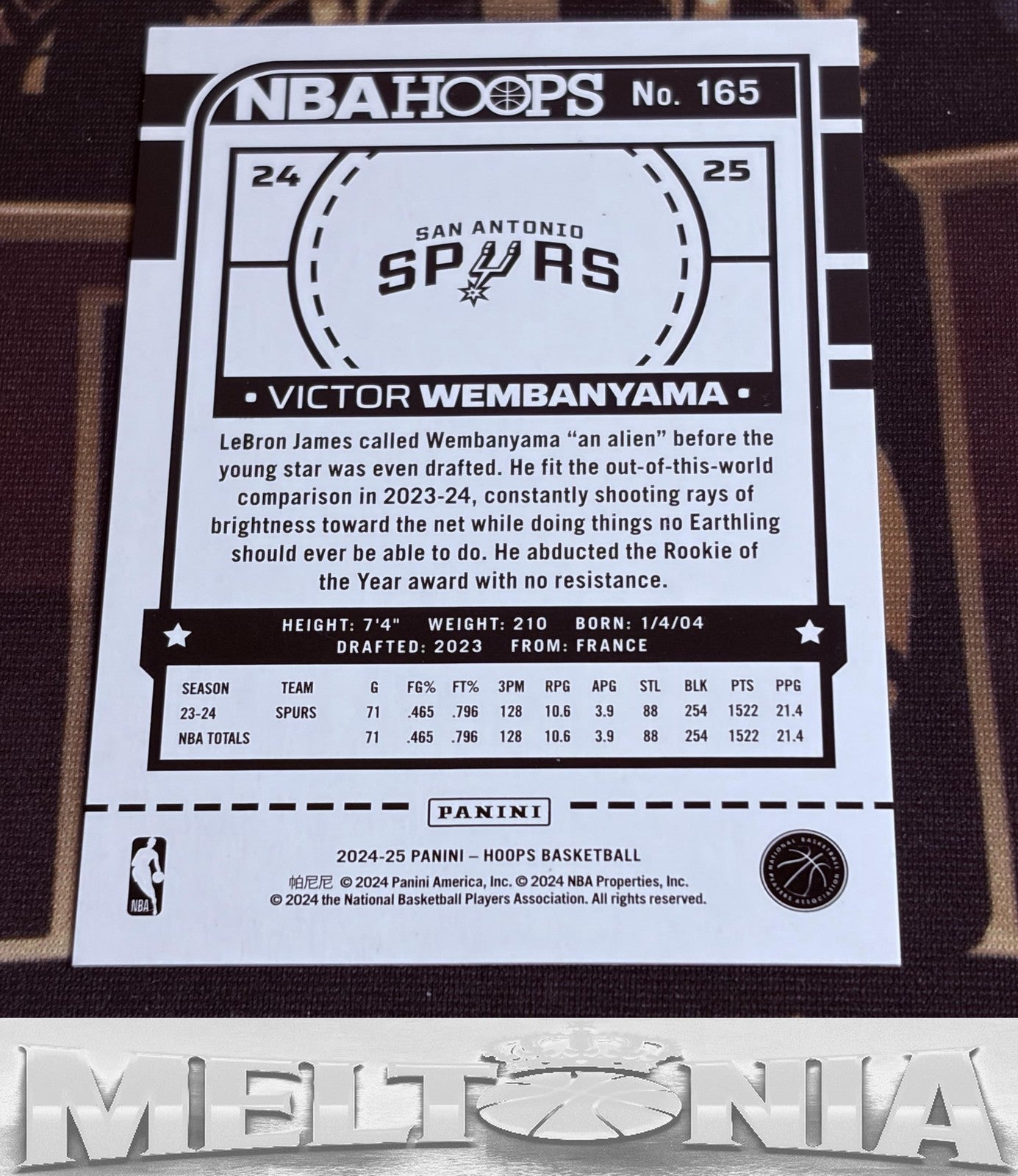 Victor Wembanyama 2024-25 Hoops #165 Premium Box Set 109/199