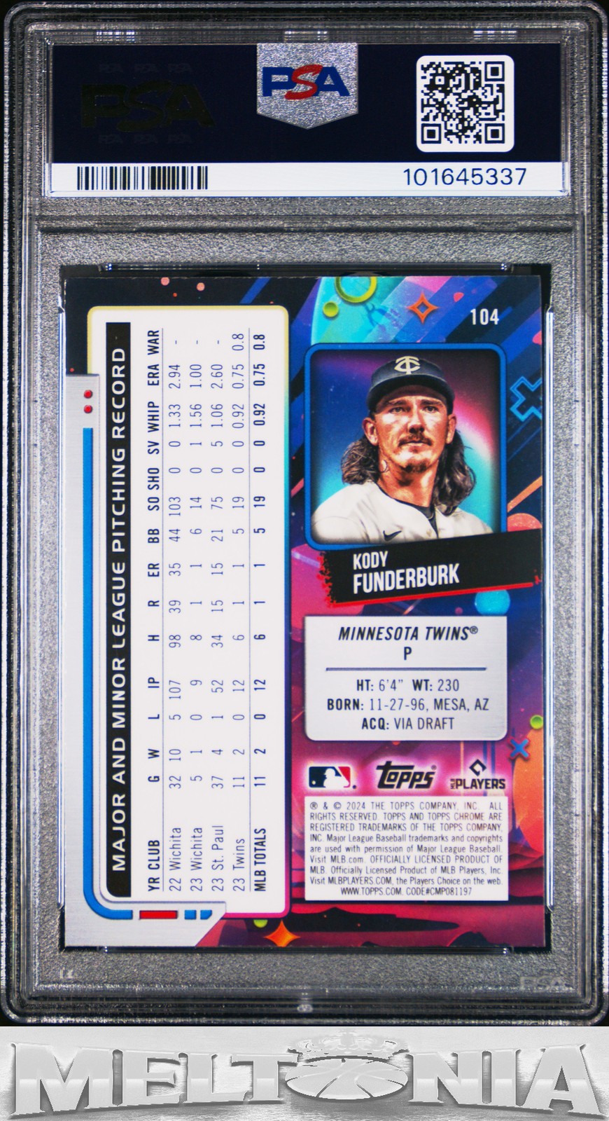 Kody Funderburk 2024 Topps Chrome Cosmic #104 White Hole Refractors PSA 9 RC