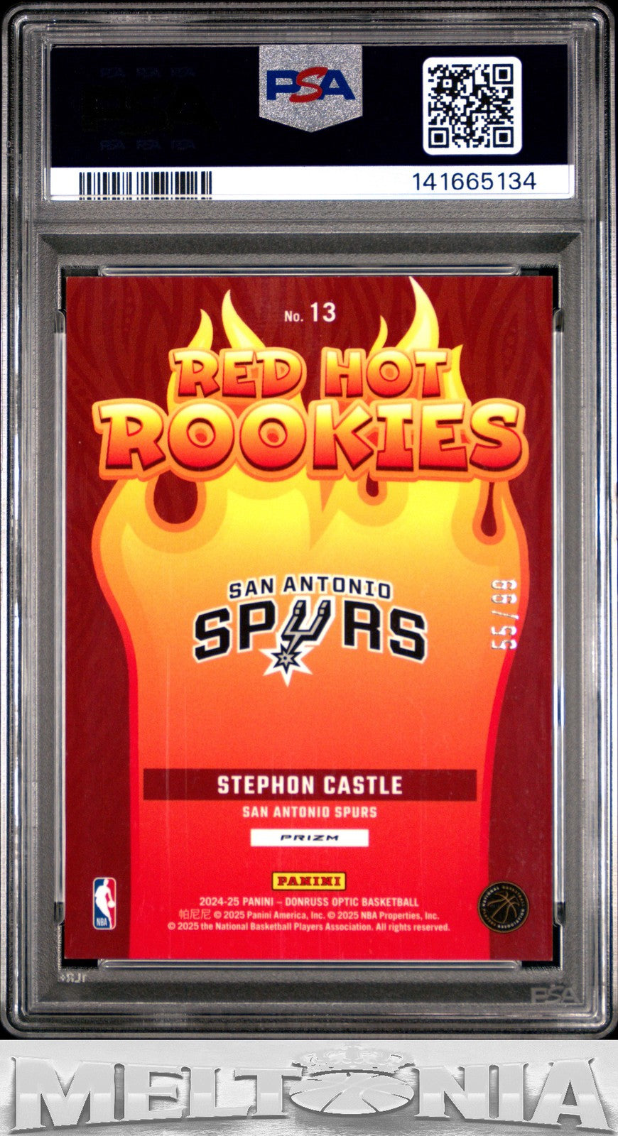Stephon Castle 2024-25 Donruss Optic #13 Red Hot Rookies R&G Intl 55/99 RC PSA