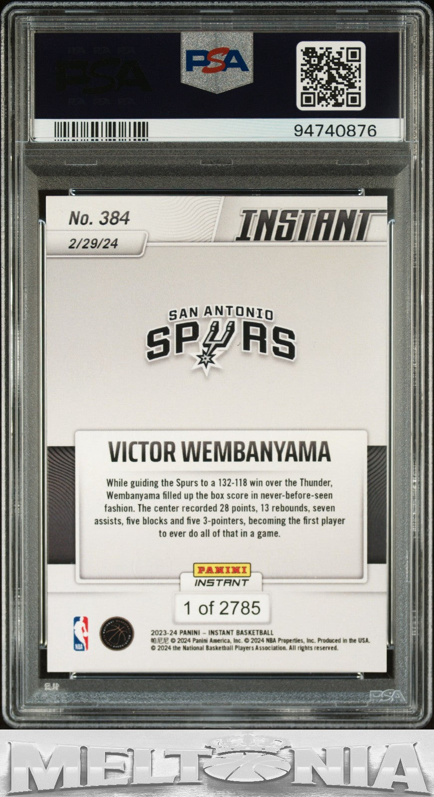 Victor Wembanyama 2023-24 Panini Instant NBA #384 PSA 9 RC /2785