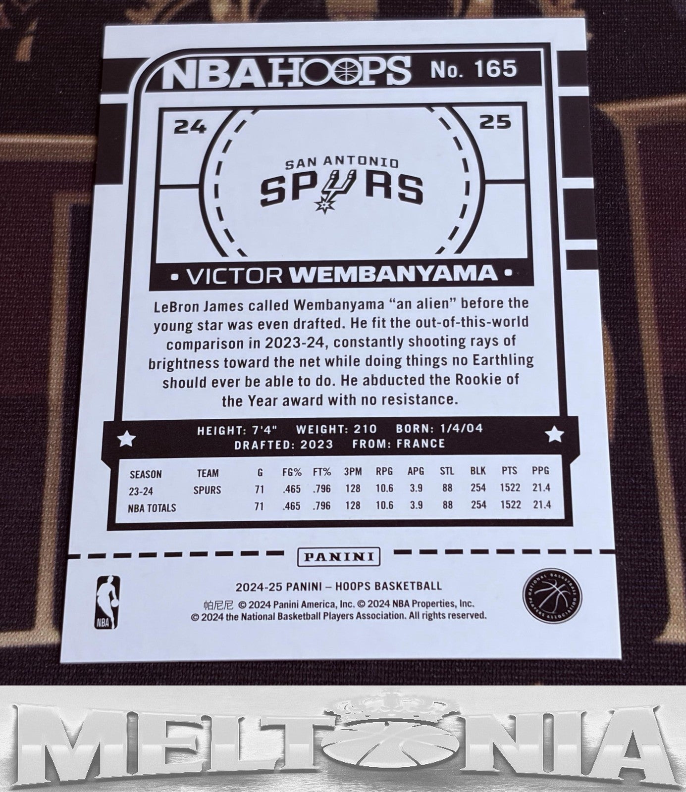 Victor Wembanyama 2024-25 Hoops #165 Premium Box Set 011/199