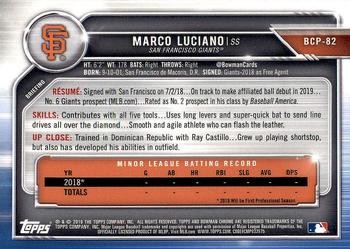 Marco Luciano 2019 Bowman #BCP-82 Chrome Prospects PSA 9 RC