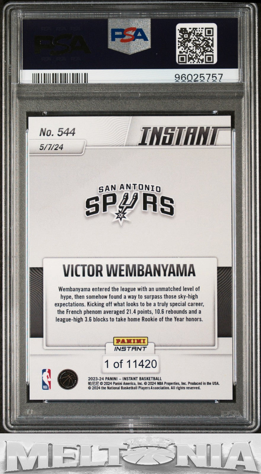 Victor Wembanyama 2023-24 Panini Instant NBA #544 PSA 9 RC