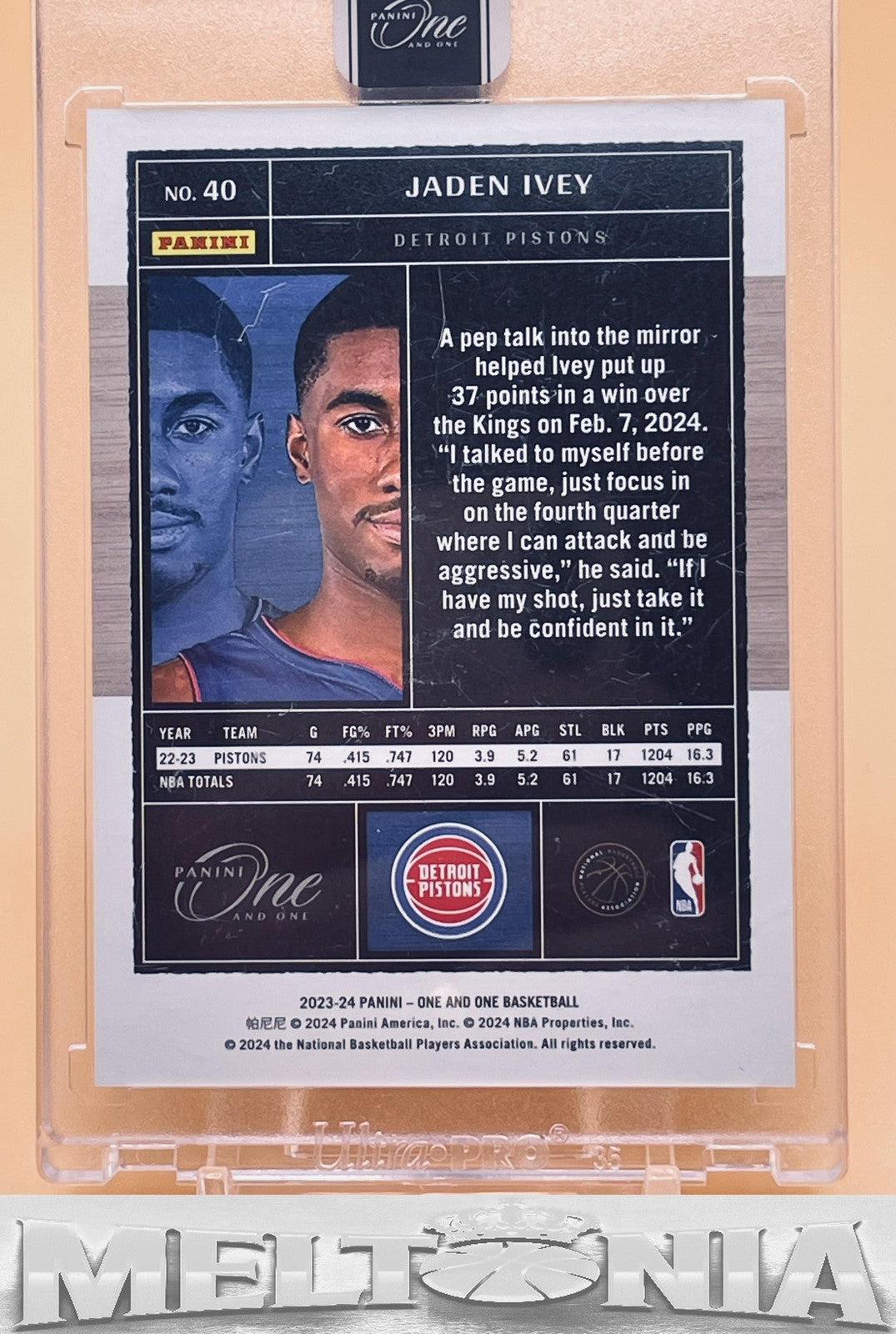 Jaden Ivey 2023-24 Panini One and One #40 FOTL White 5/7