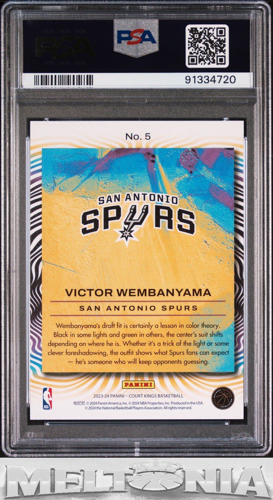 Victor Wembanyama 2023-24 Panini Court Kings #5 Dressed to Impress PSA 9 RC