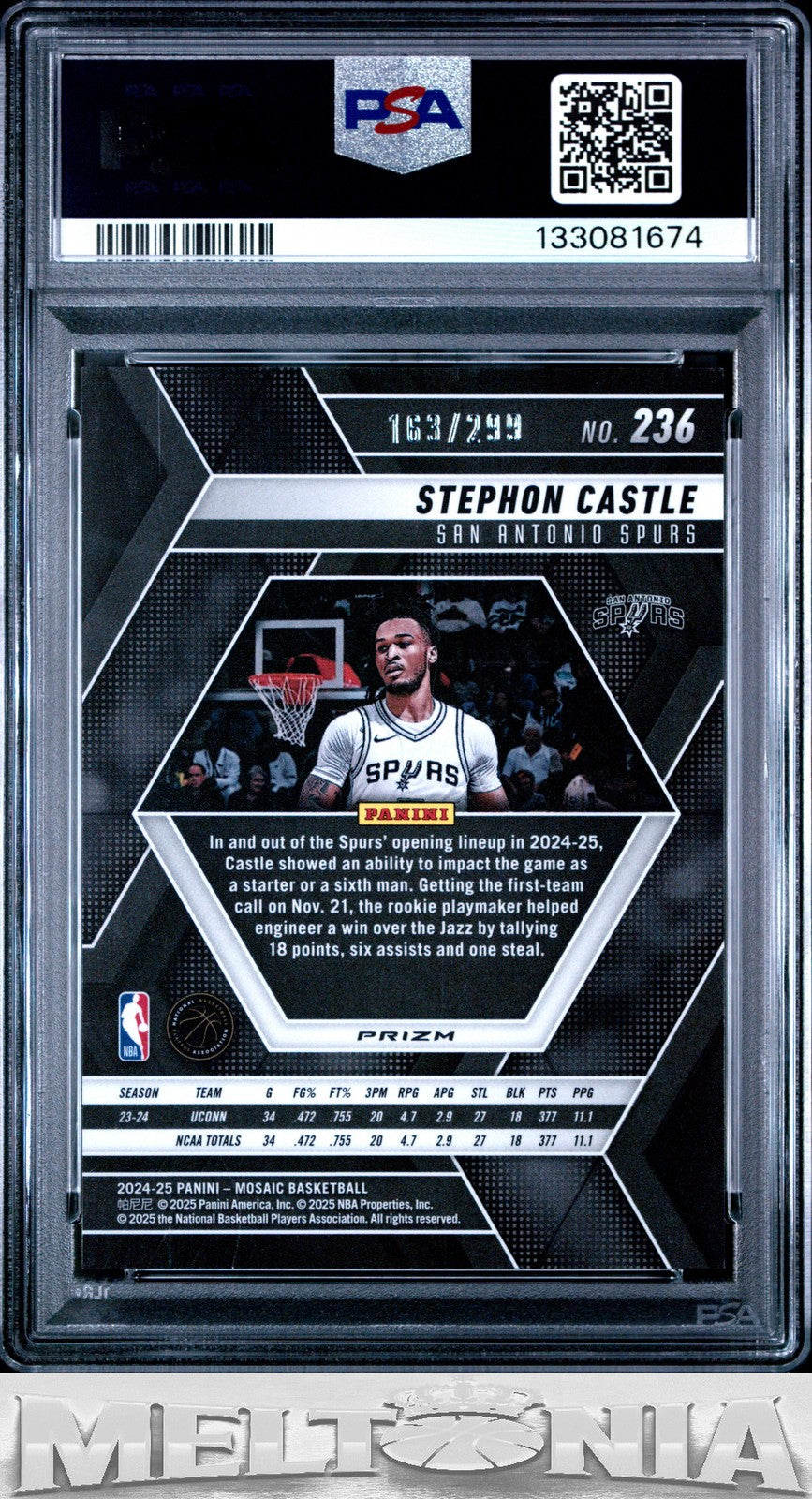 Stephon Castle 2024-ds Panini Mosaic #236 Red Seismic Mosaic 173/299 RC