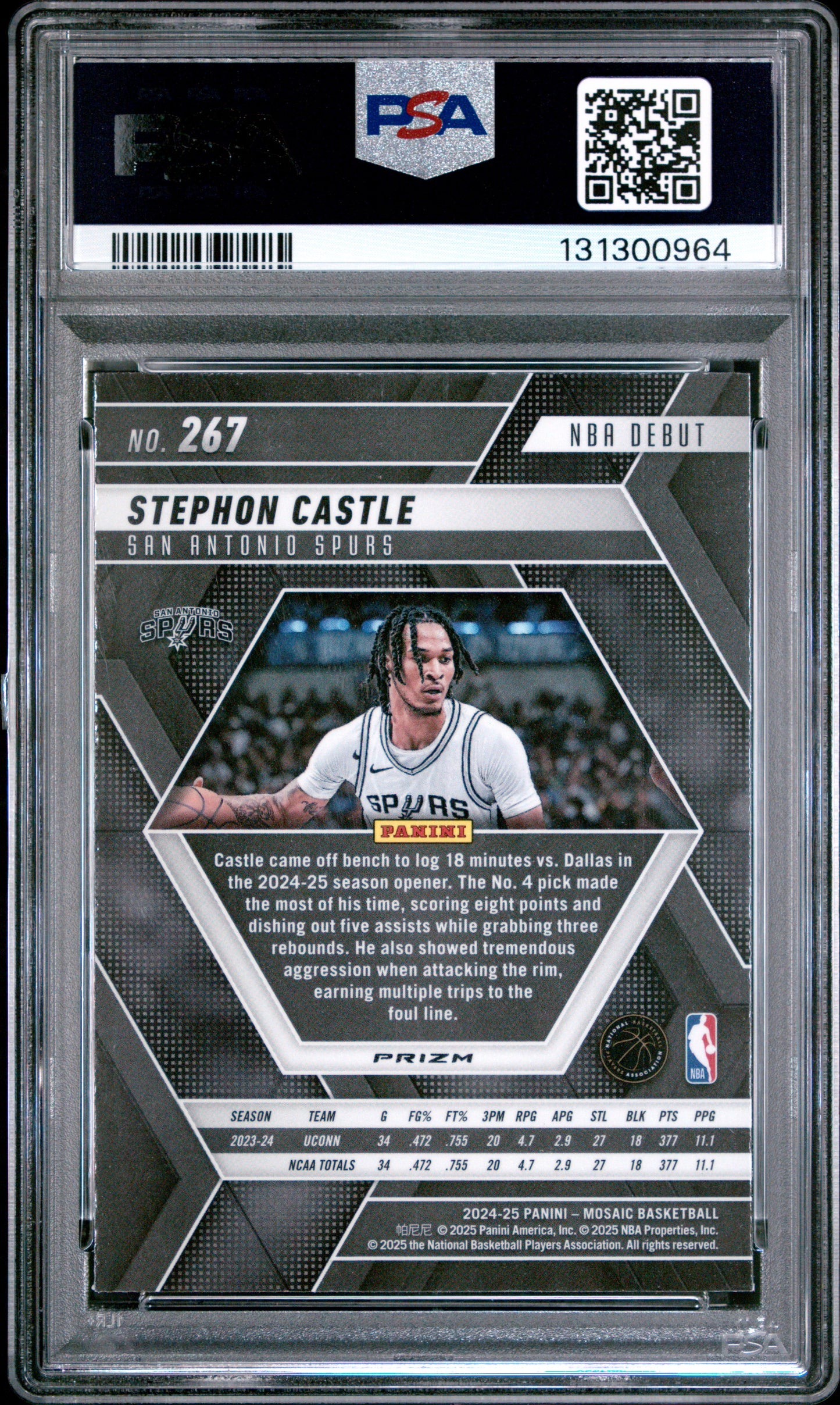 2024 Panini Mosaic Stephon Castle #267 Rookie PSA 7