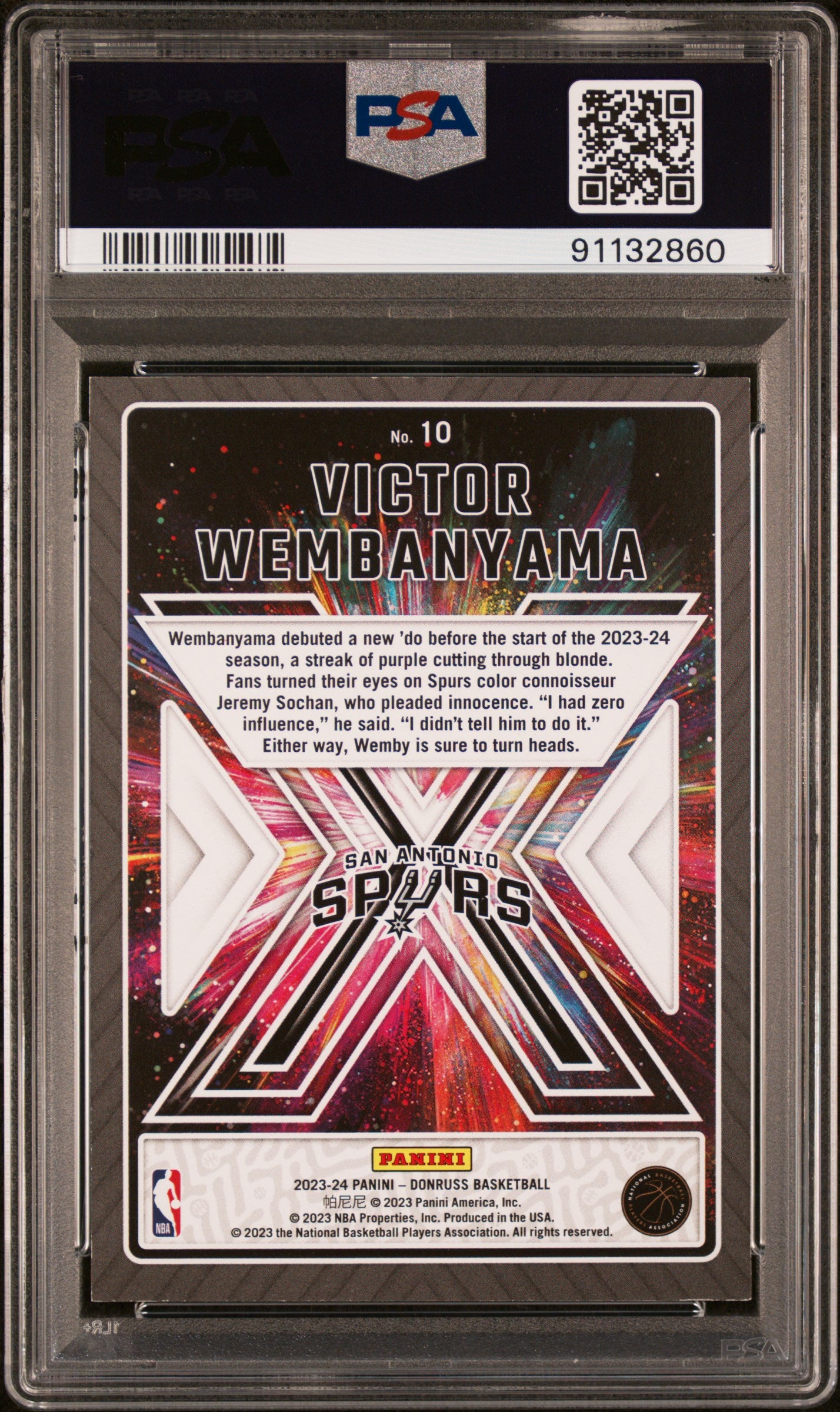 Victor Wembanyama 2023 Donruss #10 Great X-Pectations Purple Laser Holo 37/99 RC