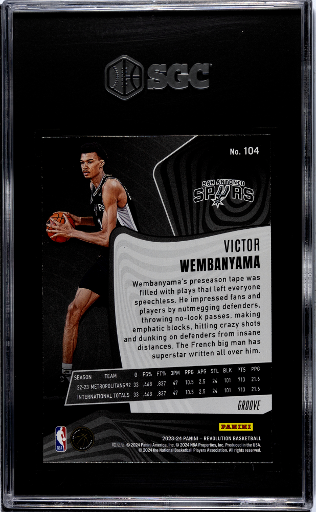 2023 Panini Revolution Victor Wembanyama #104 Mint Rookie Groove RC SGC 9.5