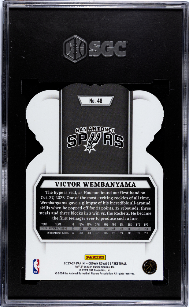 Victor Wembanyama 2023-24 Panini Crown Royale #48 SGC 7 Rookie RC