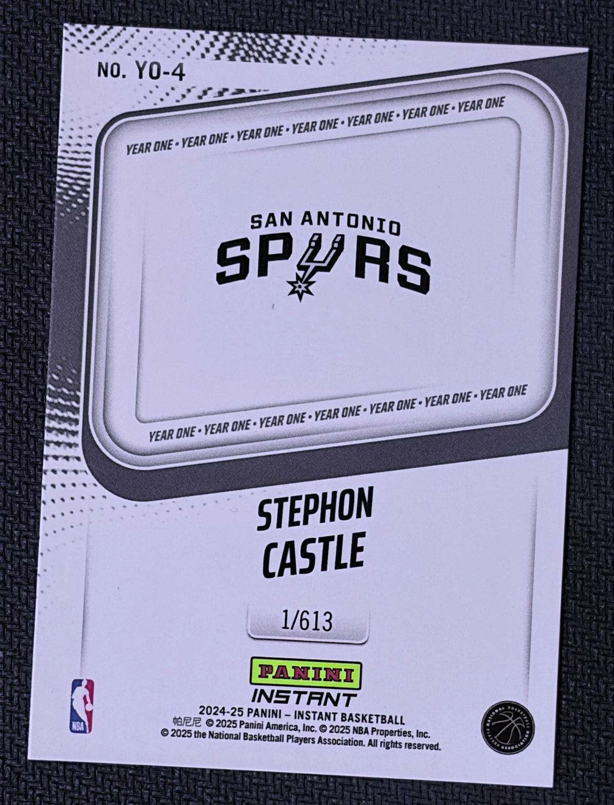 2025 Panini Instant Year One Stephon Castle #YO-4 SP Insert Rookie RC 1/613